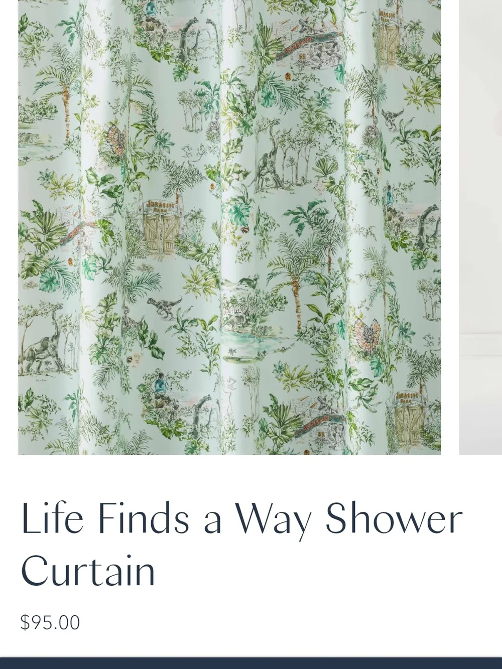 Hygge & West- Printed Botanical Shower Curtain - Neutral Green
